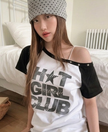 Off-shoulder Hot Girl Club Tee (預訂)