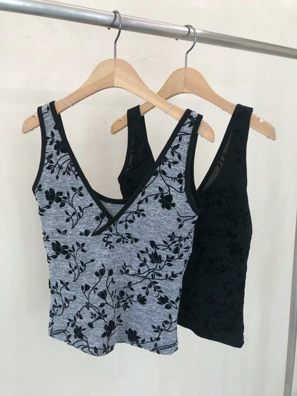 Floral V-neck Sleeveless Top (預訂)