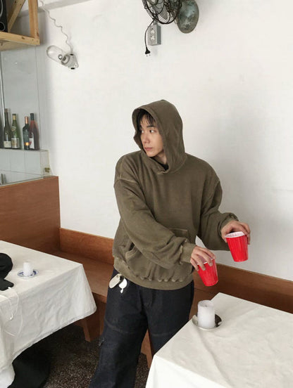 Dying Washed Short-cut Hoodie