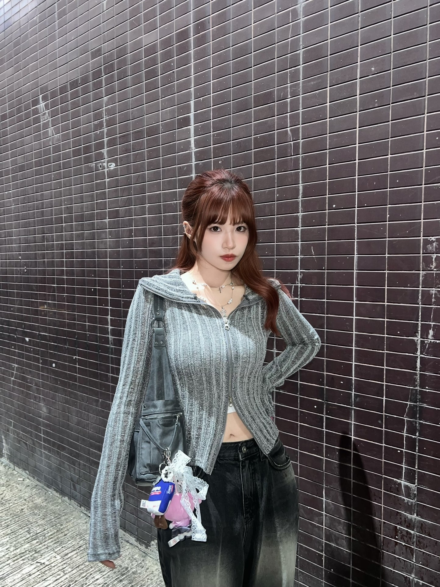 Snow Two-ways Zipper Crop Top