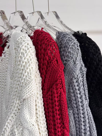 Ripped Off-shoulder Knitwear