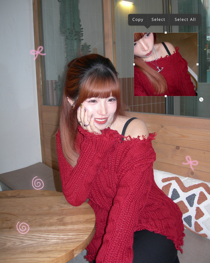 Ripped Off-shoulder Knitwear