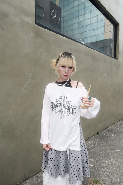 Gothic Off-Shoulder Long-sleeves Tee