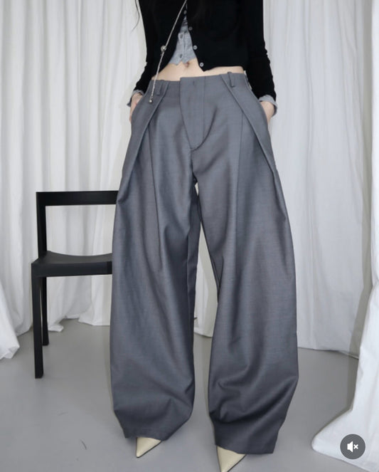 Pleated Loose Suit Pants