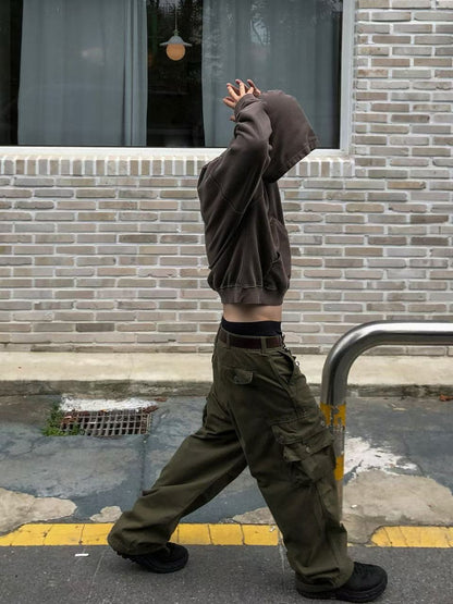 Dying Washed Short-cut Hoodie