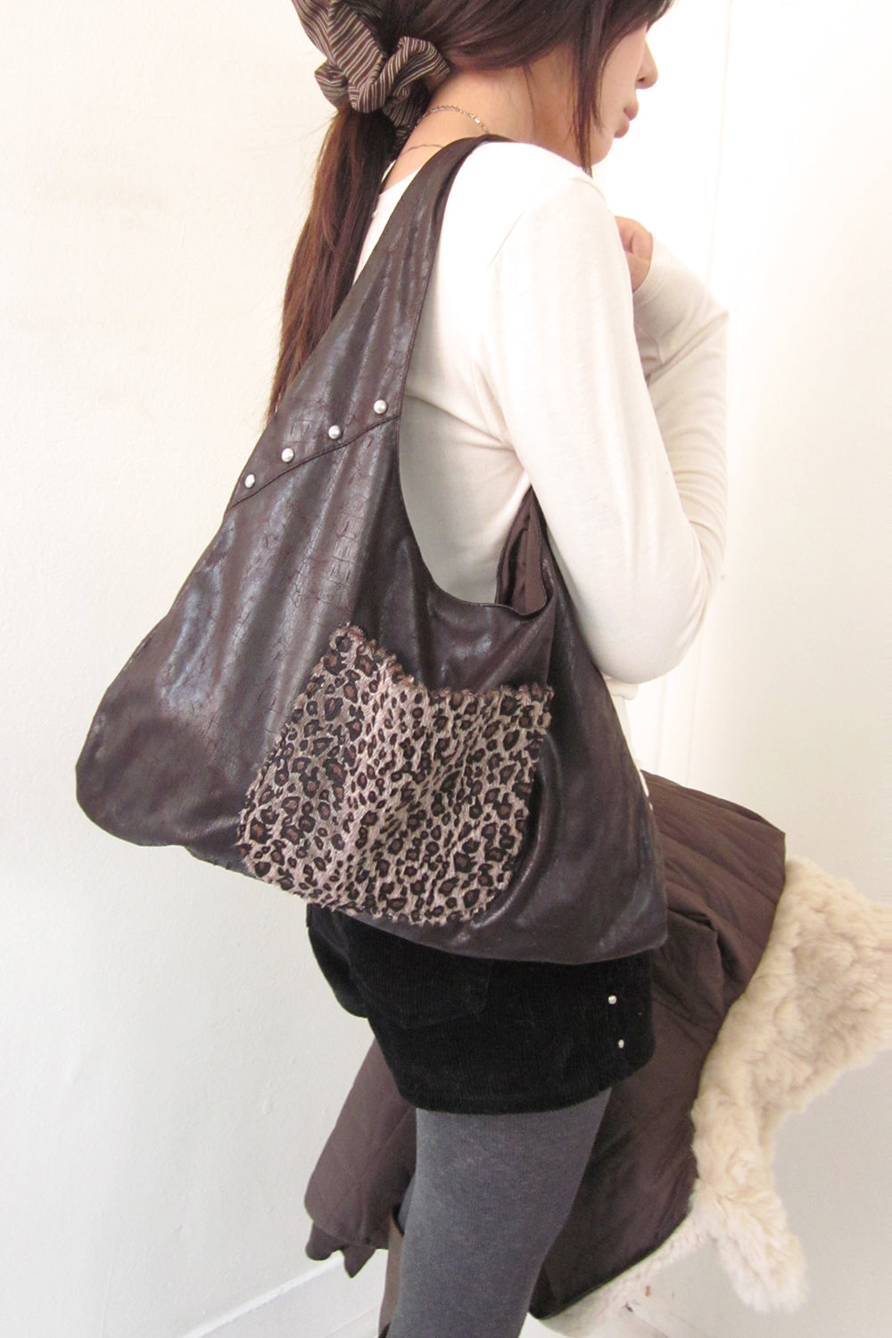 Leopard Leather Shoulder Bag