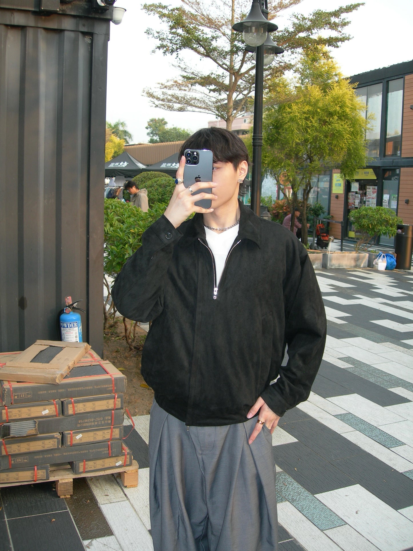 Suede Double Zipper Jacket