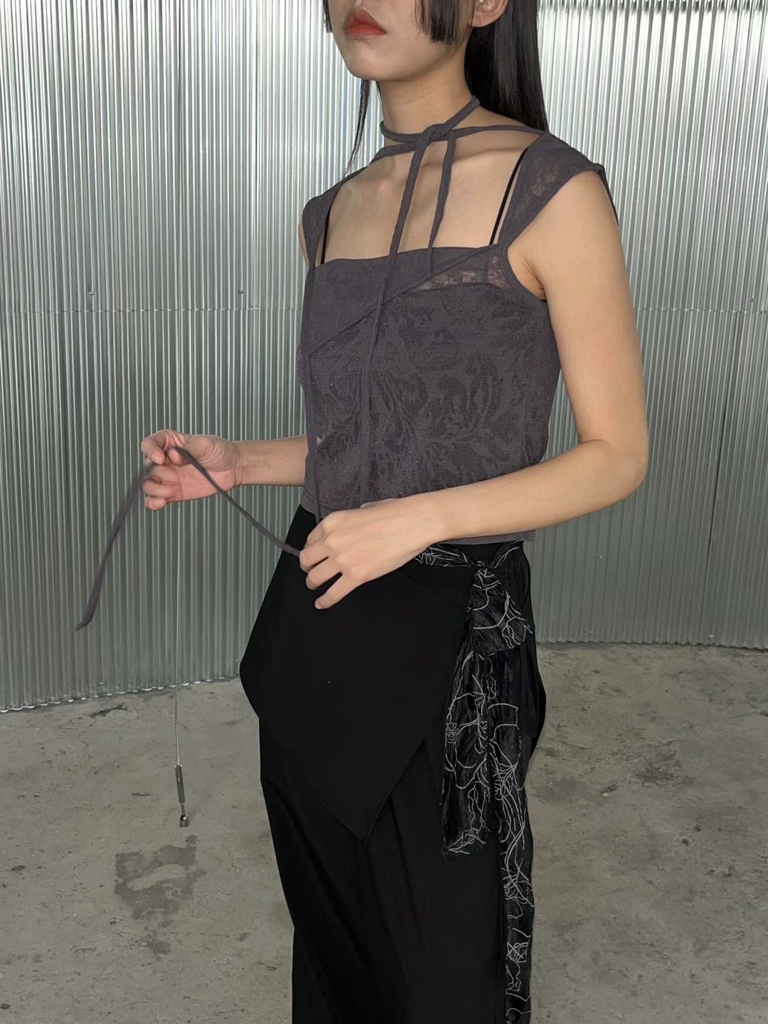 See-through Veiled Flower Top