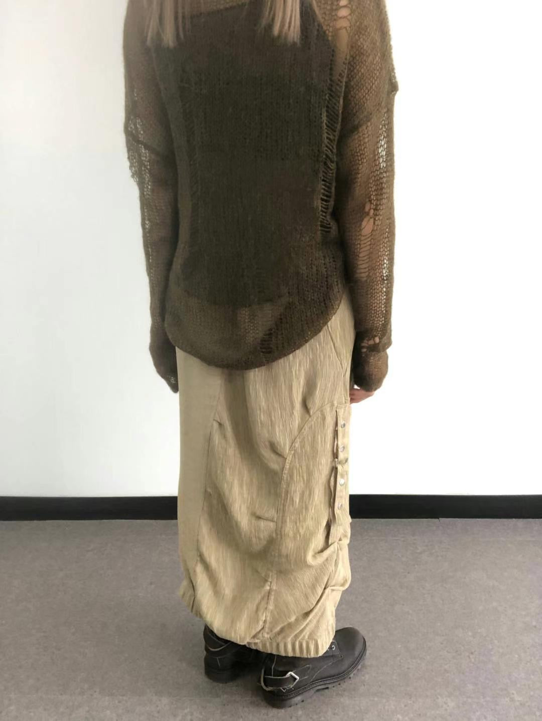 Button Pocket Loose-fit Skirt