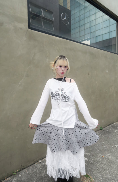 Gothic Off-Shoulder Long-sleeves Tee