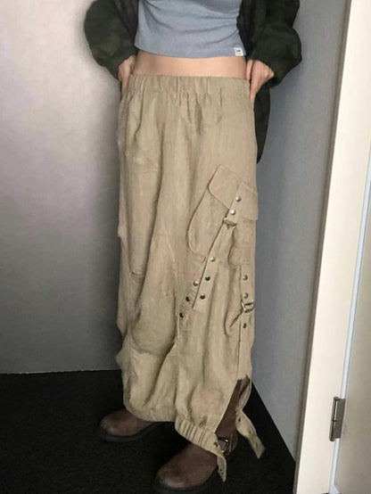 Button Pocket Loose-fit Skirt