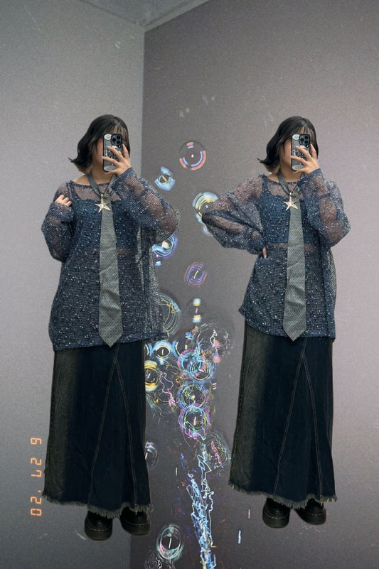 See-Through Mesh Knit Top