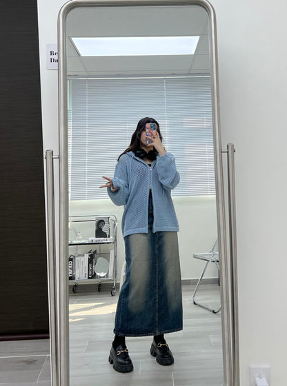 Two-ways Zipper Mesh Hoodie