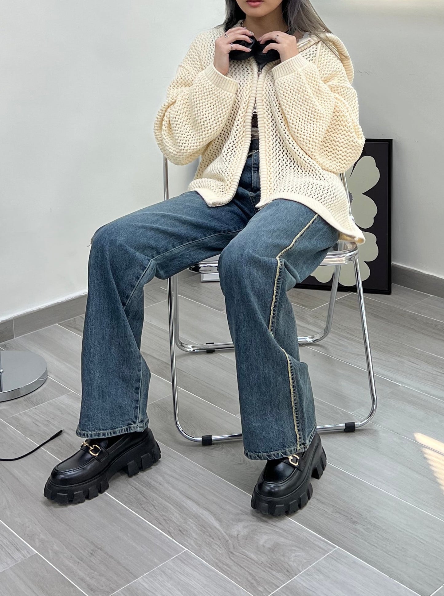 Two-ways Zipper Mesh Hoodie