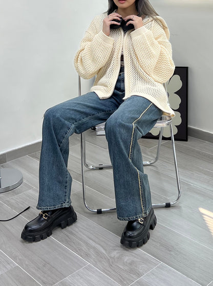 Two-ways Zipper Mesh Hoodie