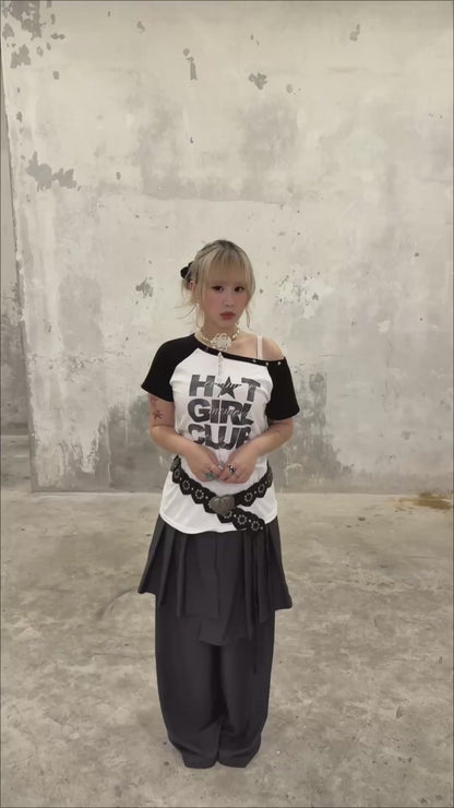 Off-shoulder Hot Girl Club Tee (預訂)