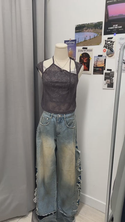 See-through Veiled Flower Top