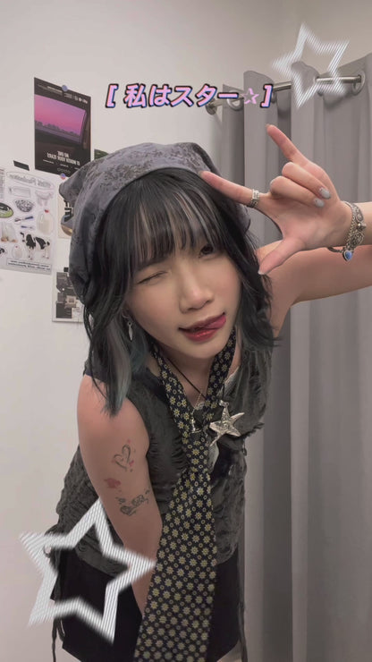 Star Damaged Sleeveless Top