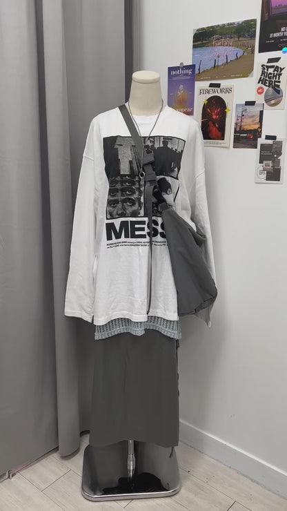 Tie-up Ribbon Nylon Skirt